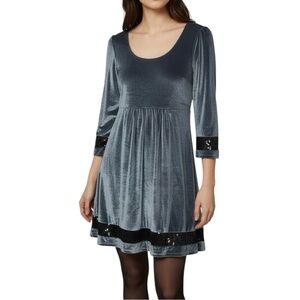 NWT Reborn Babydoll Style Velour Sequin Trim Mini Dress